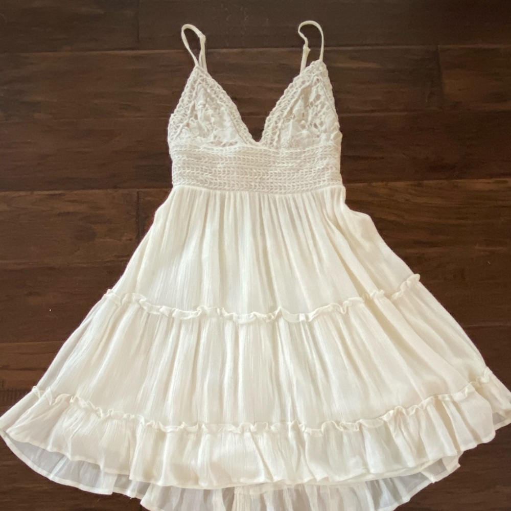 Ivory Sleeveless Ruffle  Mini Dress
